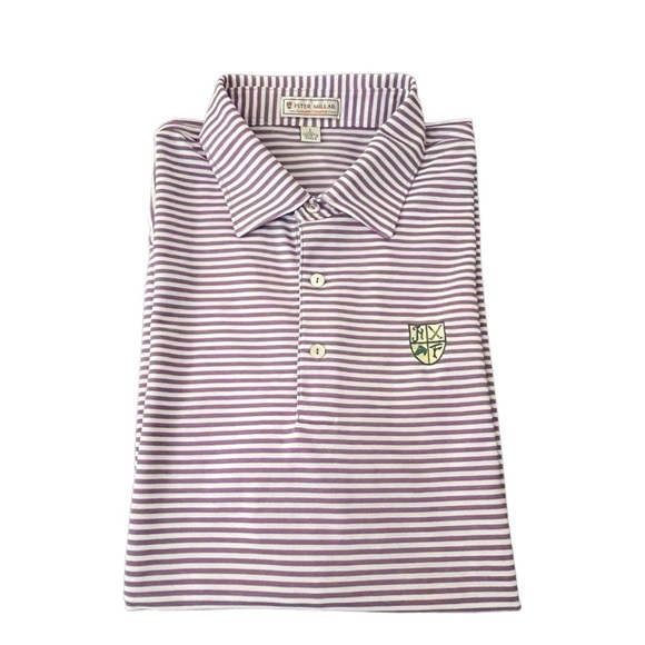Peter Millar Large L Summer Comfort Golf Polo Shirt Hamilton Farm Purple Striped - Picture 16 of 16